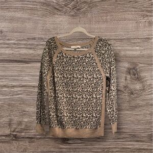 LOFT Animal Print Sweater - Brown and Black